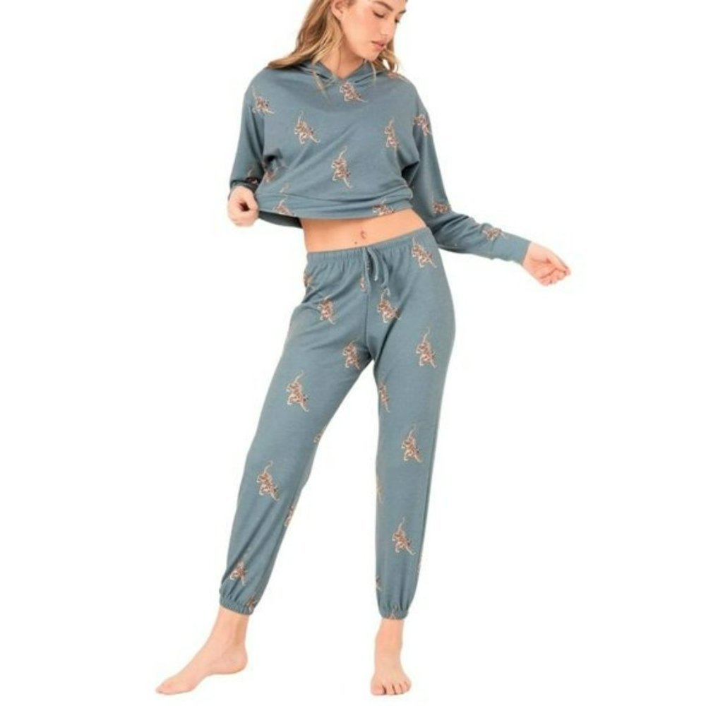 NWT ONZIE Soft French Terry Pale Cacti Tiger Sweatpants - Picture 3 of 9